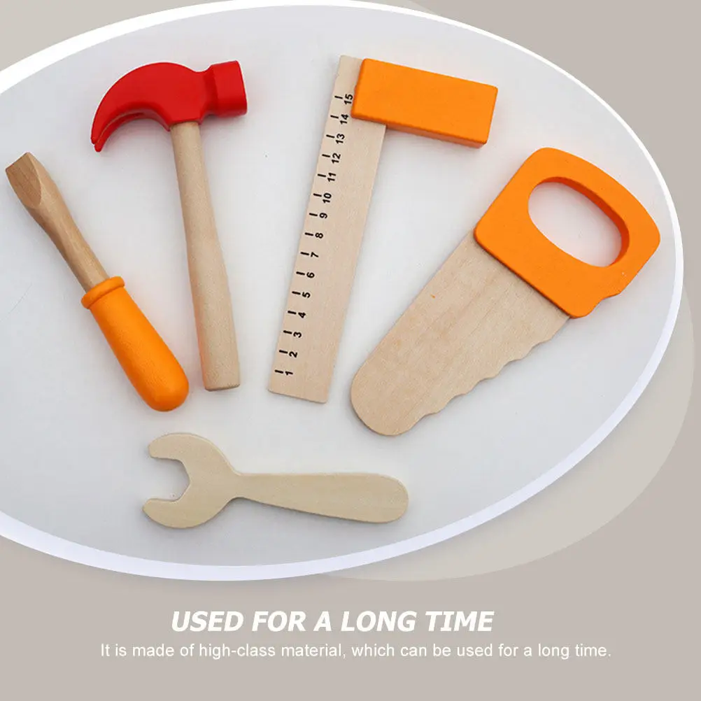 1세트 어린이용 렌치 모형 드라이버 장 나무 도구 미니어처 풍경 장식 교육용 조기 지능 개발 놀이용