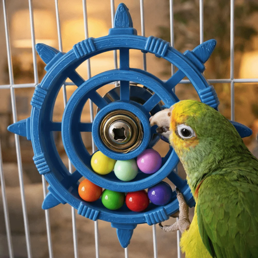 Rudder-Shaped Colorful Bird Spinner Toy with Beads – Durable Plastic Entertainment