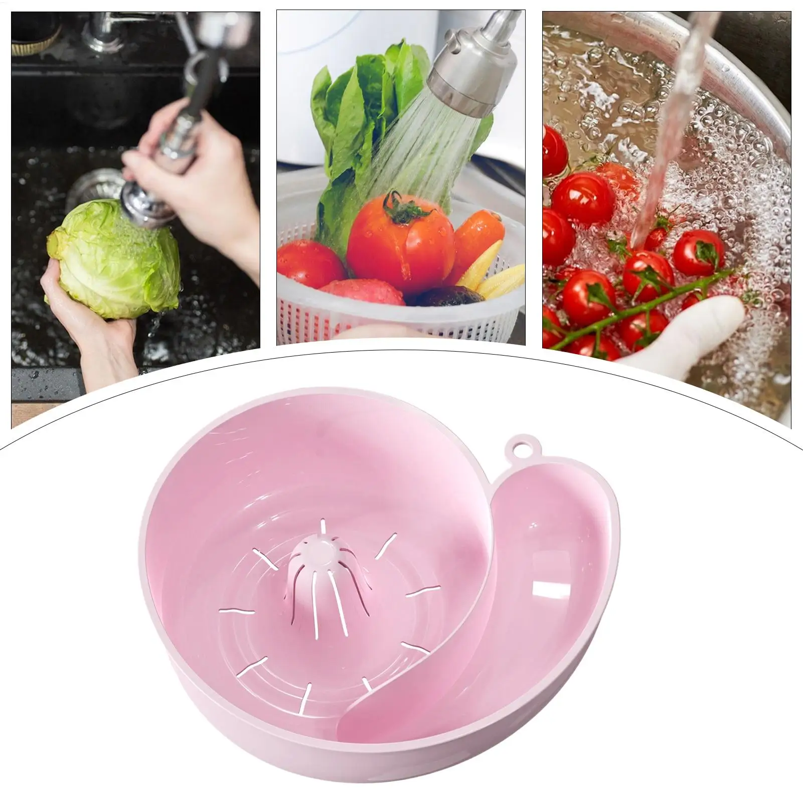 Fruit Washing Bowl With Strainer Snail-shape Rotating Vegetable Strainer Kitchen Accessories for Strawberry Lettuce Salad Tomato