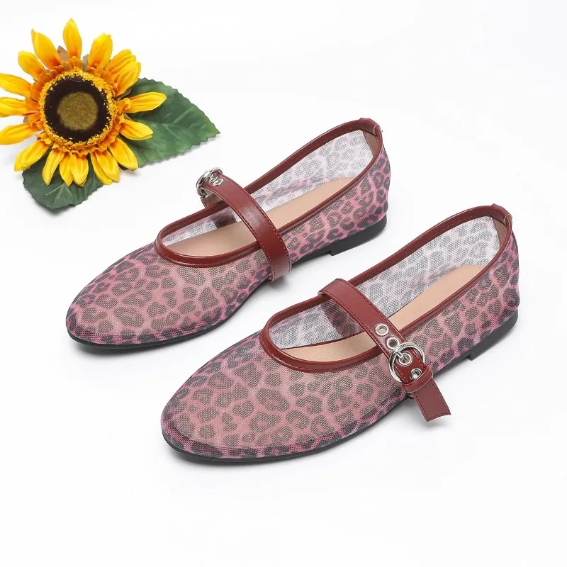 Women Shoes Women Flats Women's Flat Shoes Spring Round Head Shallow Mouth Mesh Cloth Breathable Anti-slip Wear-resistant