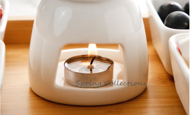 120ml White Ceramic Chocolate Hot Pot Ice Cream Bowl Chocolate Butter Insulated Pot Integrated Design