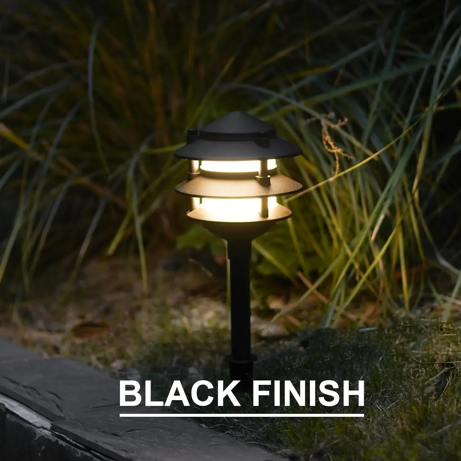 Lighting 4PK Pathway Lights Low Voltage 2.2 Watt LED 12V AC Landscape Lights 30 Lumen Warm White with Cable Connectors Metal Sta 3