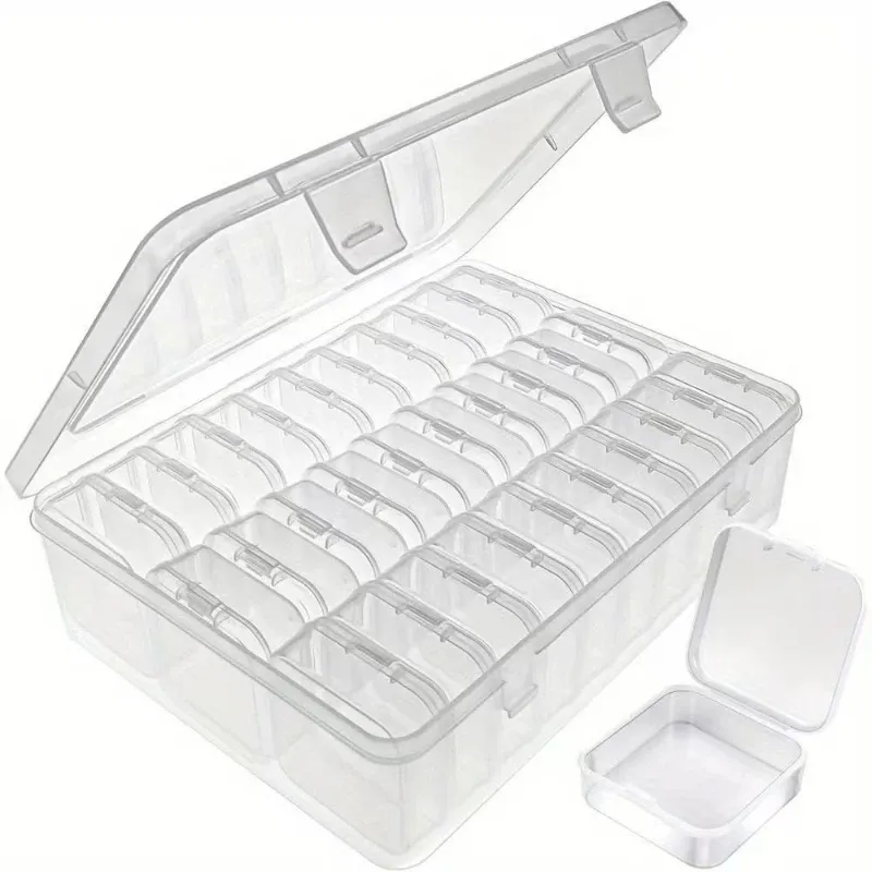 Durable Plastic Storage Box, 14/30 Compartments and Small Container - Transparent Jewelry and Small Item Organizer