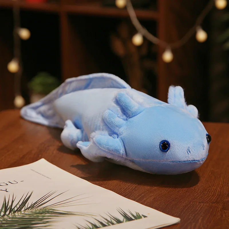 thumbnail image 1 of Peluche de tritón colorido kawaii de 23 a 80 cm, lindo axolotl, salamandra, peluche peludo, pez apacible, cojín de almohada largo, regalo para niños, 1 of 5