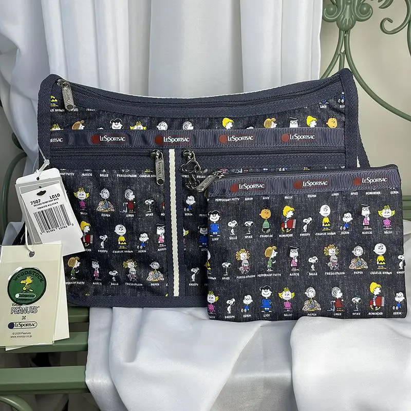 

Новинка, Женская нейлоновая сумка Kawaii Snoopy с Микки Маусом, женская сумка-тоут, сумка через плечо с мультяшным принтом