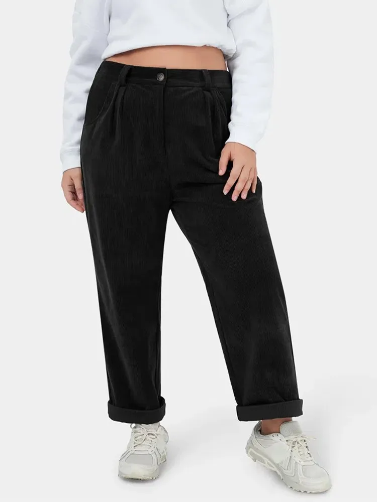 

Plus Size Autumn Winter New Pant Women High Waist Fashion Loose Wide Leg Ladies Trousers Casual Black Long Woman Pants 2023