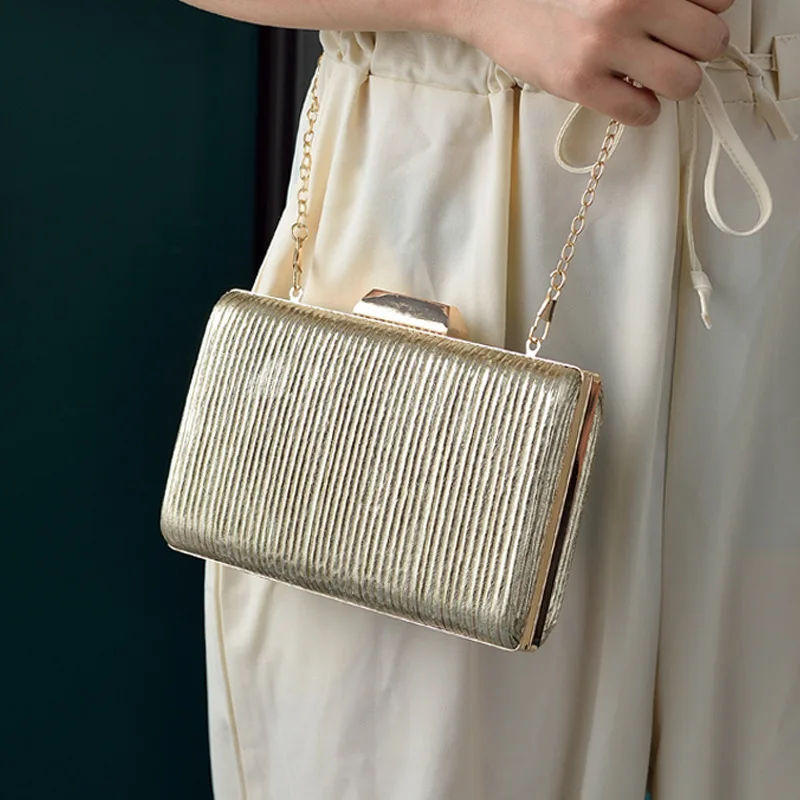 

Gold Square Purse Stripe Clutch Handbags for Women Luxury Designer Bling Wallets Brands Evening Crossbody Shoulder Bag Hot
