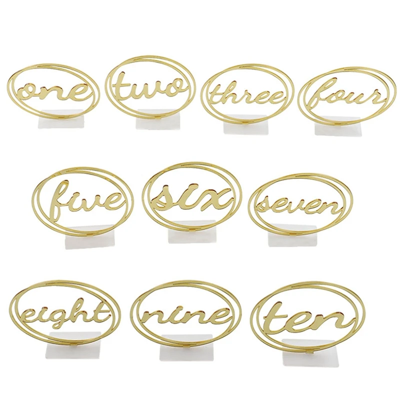 

Table Number Signs For Wedding Party Decor, Golden Acrylic Circular Wreath English Numerals Geometric Centerpiece Decor