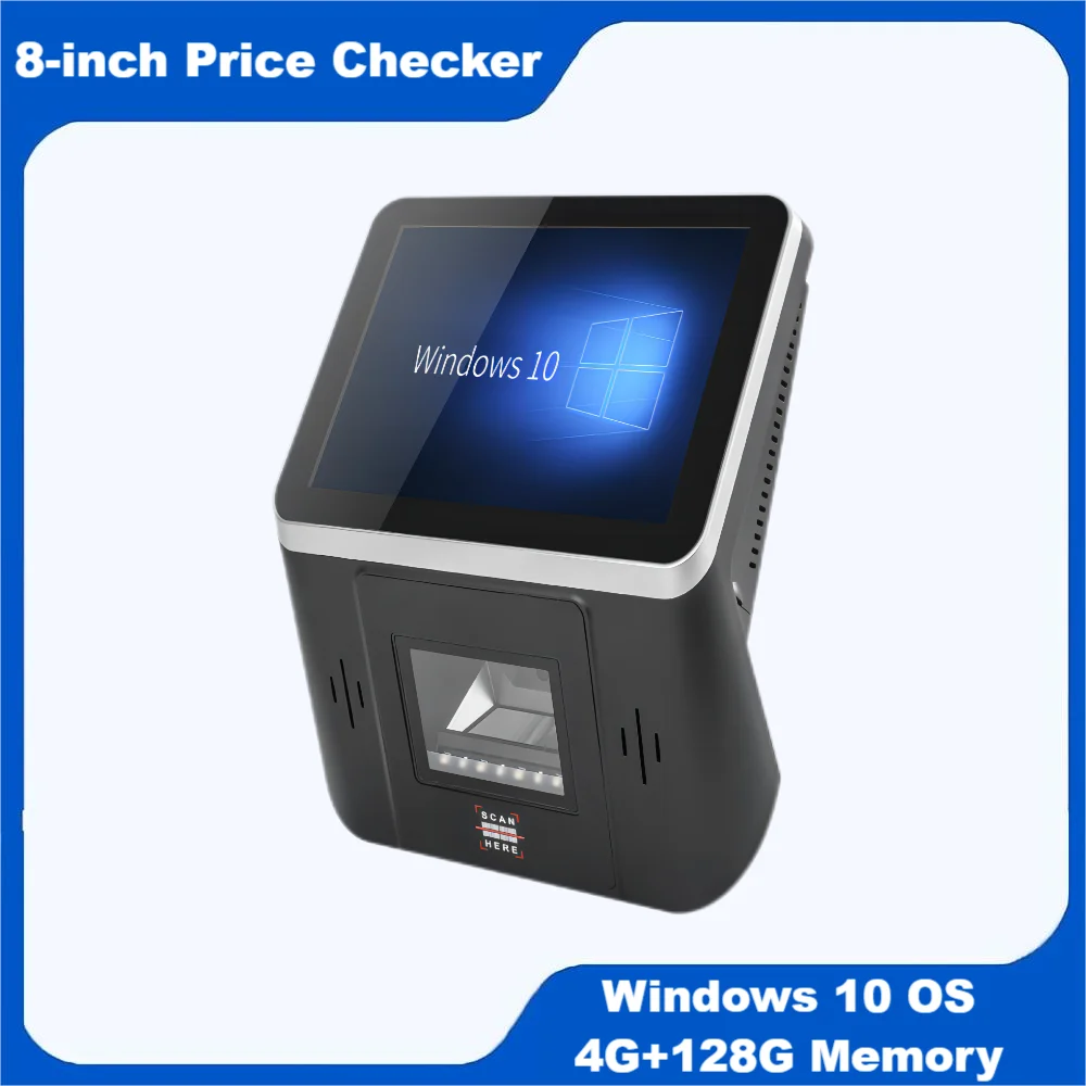 8 Pollici Windows Price Checker Cj80 Con Lettore Di Codici A Barre Qr Code Terminale Pos Montato A Parete Touch Screen Controllo Del Prezzo Wifi Rj45