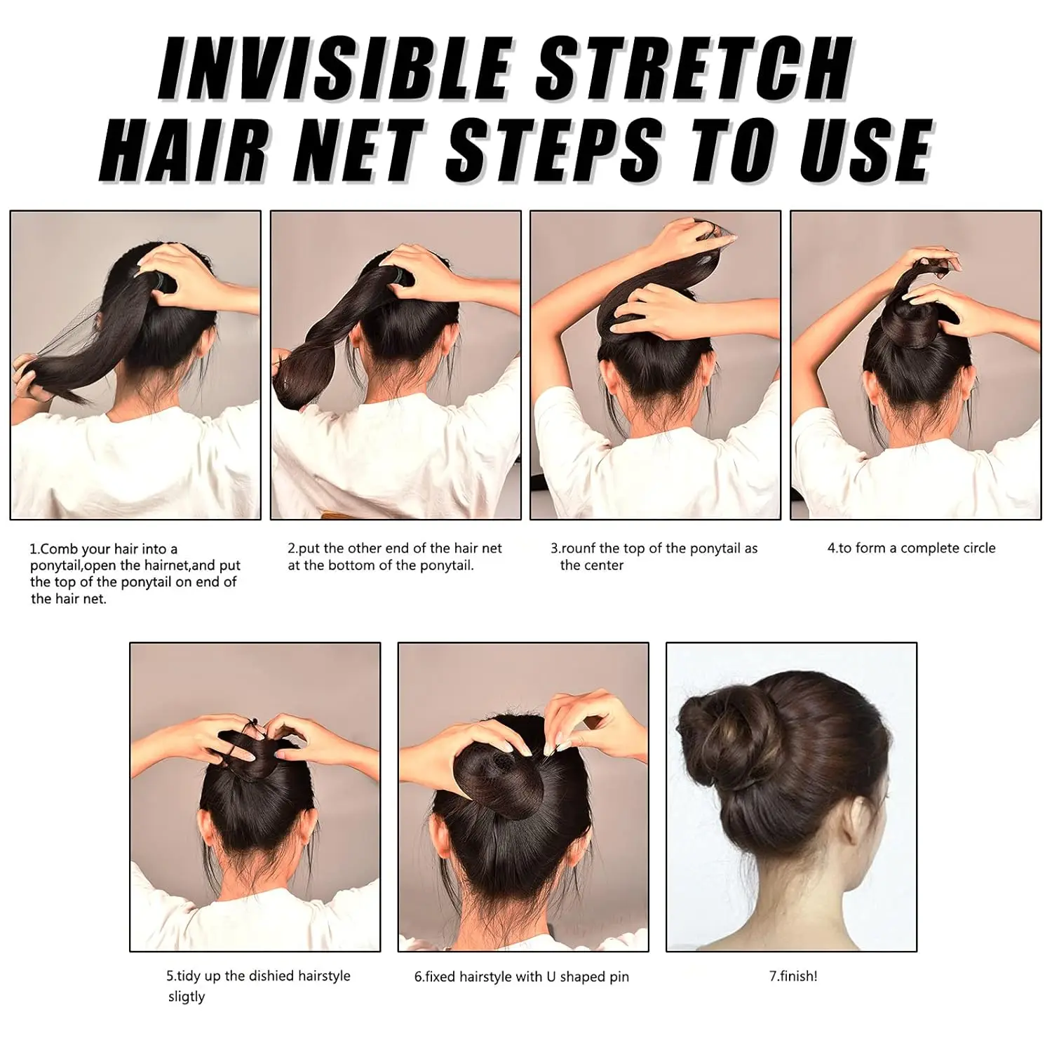 Hair Nets 50 Pcs 24 Inches Elasticity Invisible Elastic Mesh Food Service Ballet Bun Sleeping Women Wig