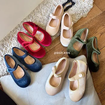 AncoBear Princess Flat Shoes for Baby Girls Kids Autumn Vintage Soft-sole Flatties with Low-cut Uppers Children Flats