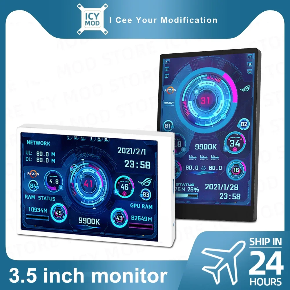 Monitor Lcd com Metal Shell Tela Secundária Mini Ips Gaming pc Temperatura Faça Você Mesmo e Detector de Dados 3.5 320×480