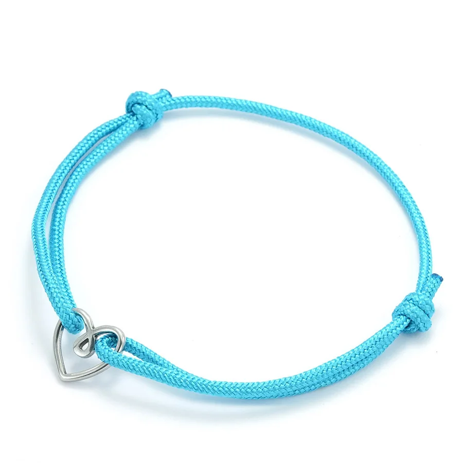 Stainless Steel Heart Charm Adjustable Thread Bracelet