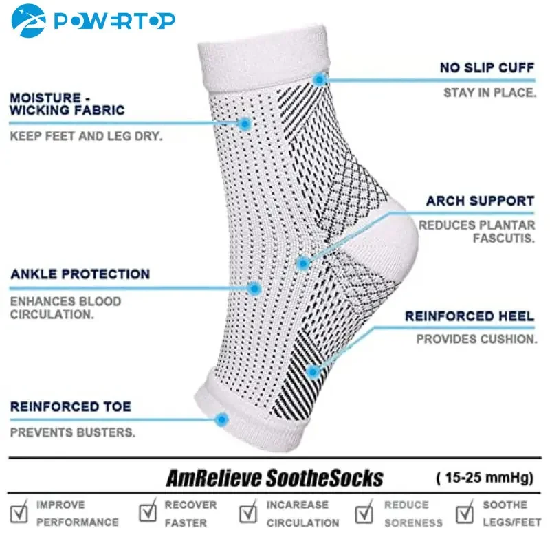 Neuropathy Socks for Women Men 1Pair Soothe Compression Socks Neuropathy Pain Ankle Brace Plantar Fasciitis Swelling Relief