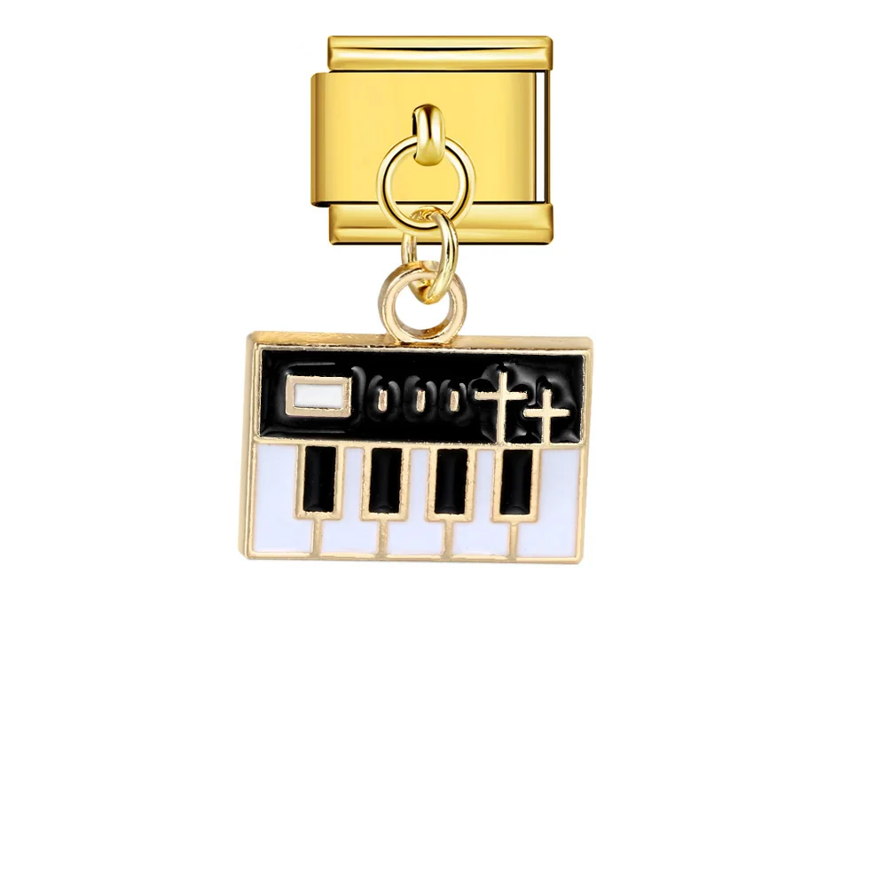 Neue Trend Gitarre Tastatur Italienischen Charme Links Fit 9mm Edelstahl Armband Schmuck DIY Herstellung Von Schmuck Für Frauen Männer – Detail 4