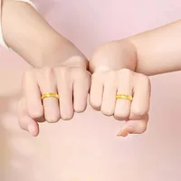 Simple Elegant Shiny 24 K Gold Color Rings for Women Men Luxury Lover Couple Ring Wedding Engagement Gifts Not Fade 5