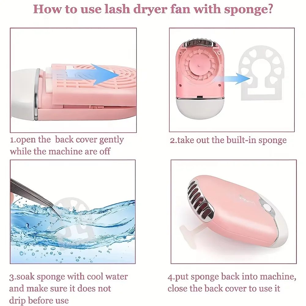 Mini Fan for Eyelash Extensions USB Rechargeable Air-Conditioning Quick-Drying Makeup Tool Eyelash Hair Dryer Accessory
