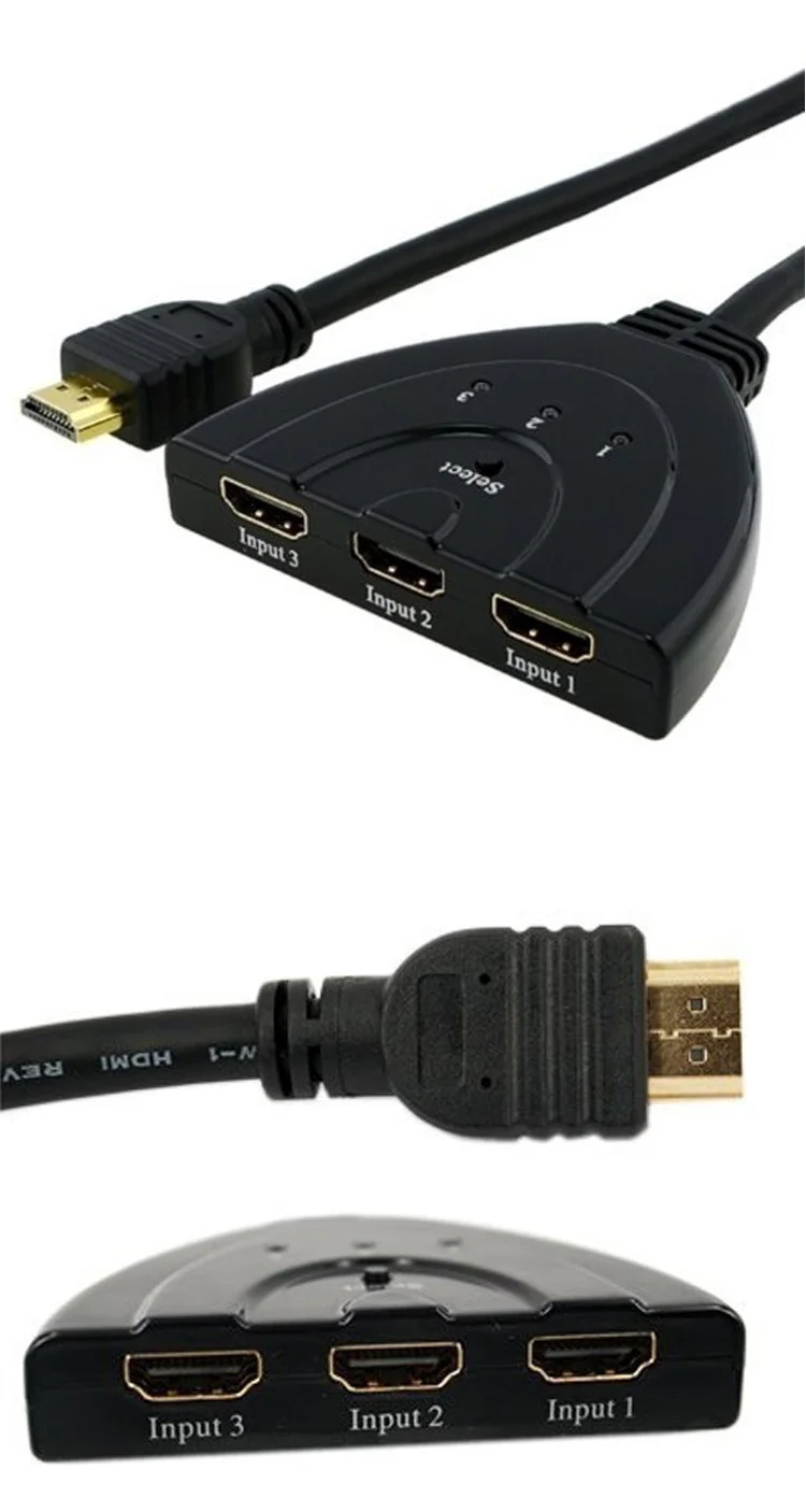 고화질 비디오 HDTV HDMI 자동 스위치 분배기 허브 박스 케이블, 3 포트, 1080P