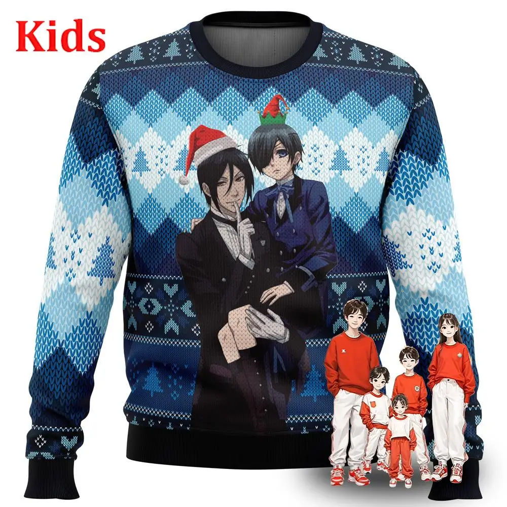

Черный Батлер Уродливый Рождественский свитер подарок пуловер с Санта Клаусом детская 3D Толстовка и топ осень и зима