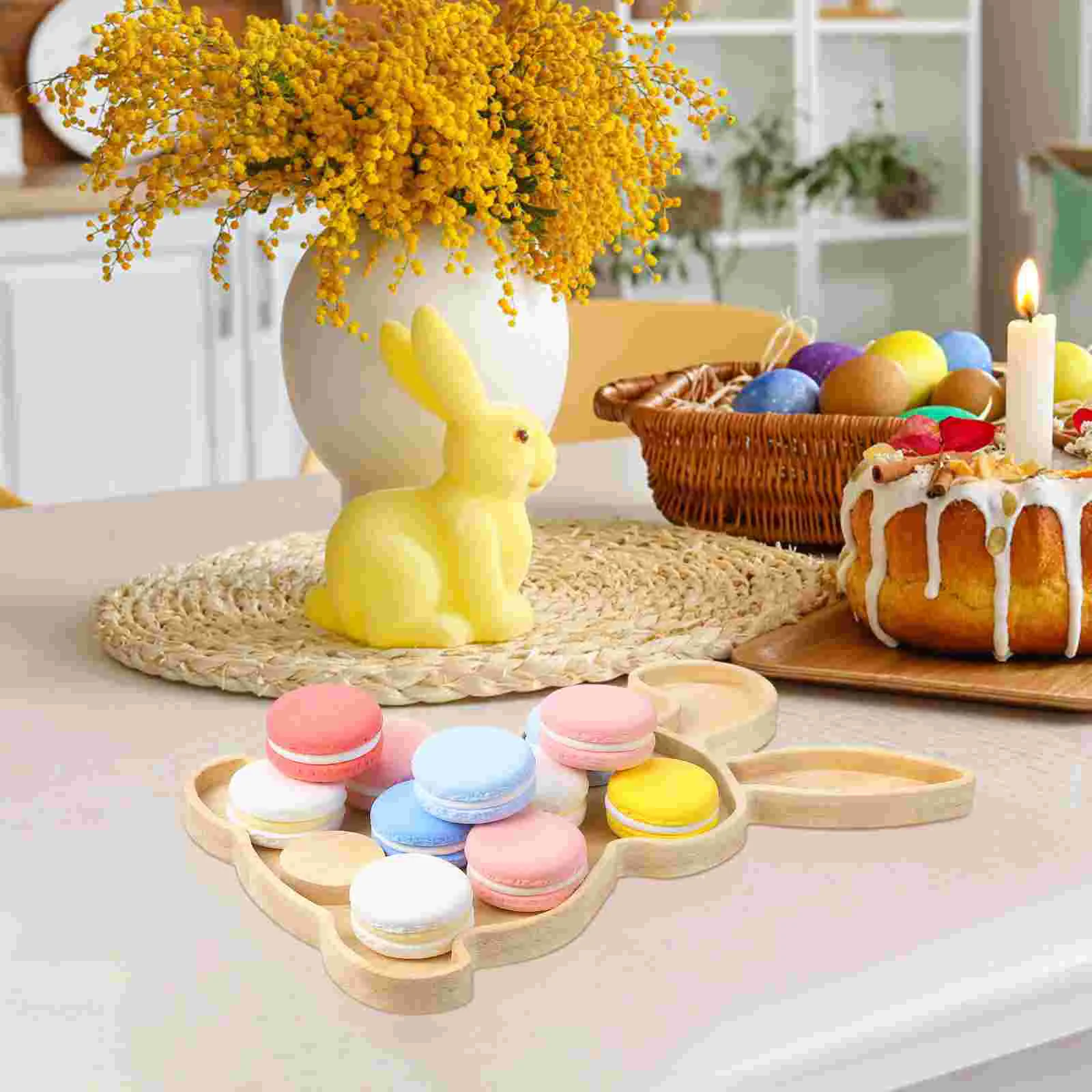 Rabbit Serving Tray Food Wood Plate Decor Shape Wooden Fruit Desktop Easter Bunny 4