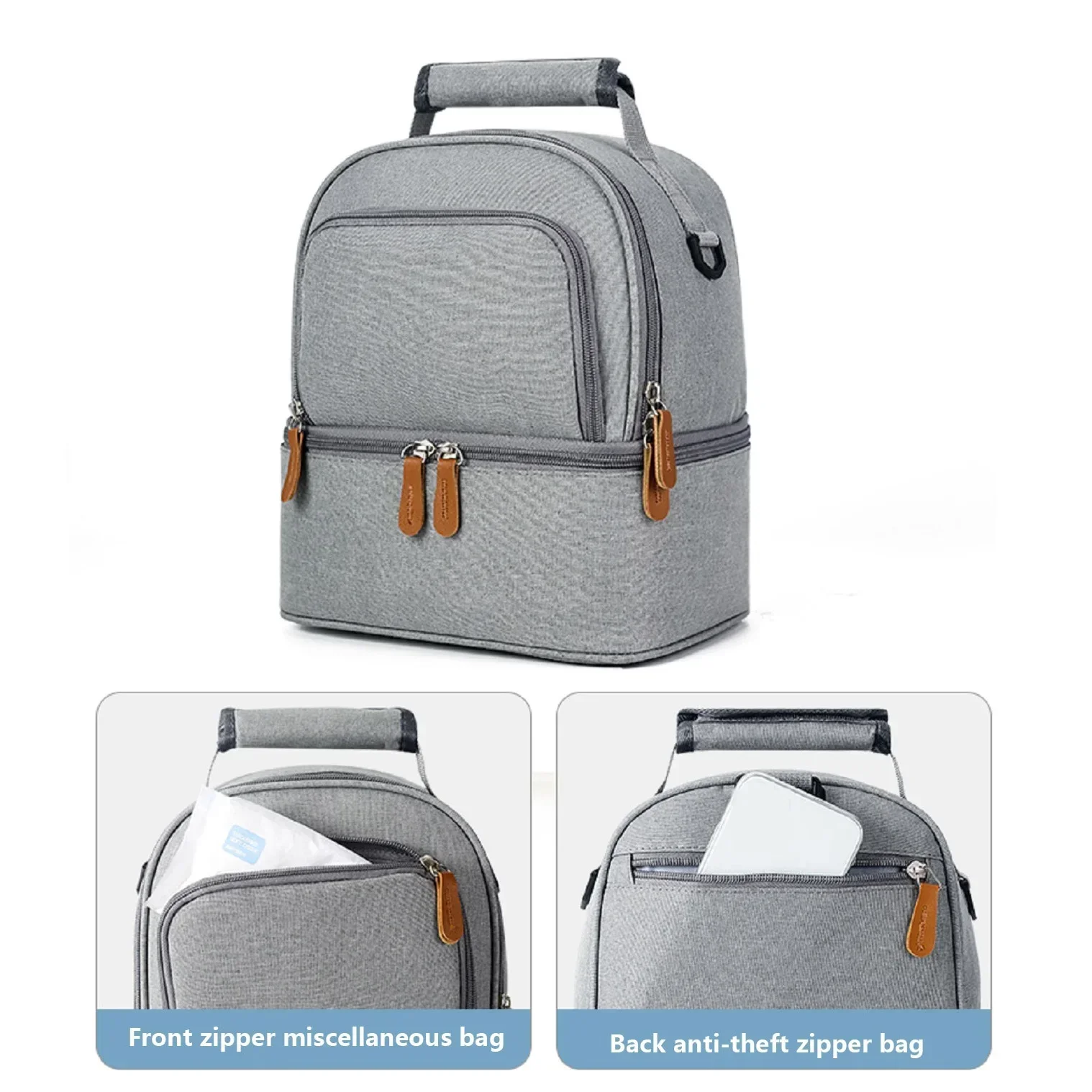 Large capacity portable lunch bag hot picnic school food lunch bag insulation material fresh cooler handbag with bag lunch bag cooler bag