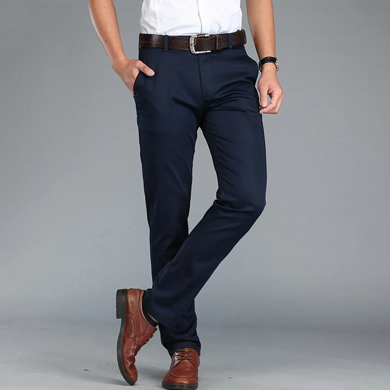 

Spring Autumn Pants Men Trouser Casual Cotton Breathable Pants Men Mid-waist Straight Fitness Trousers Pantalon Homme Size 29-44
