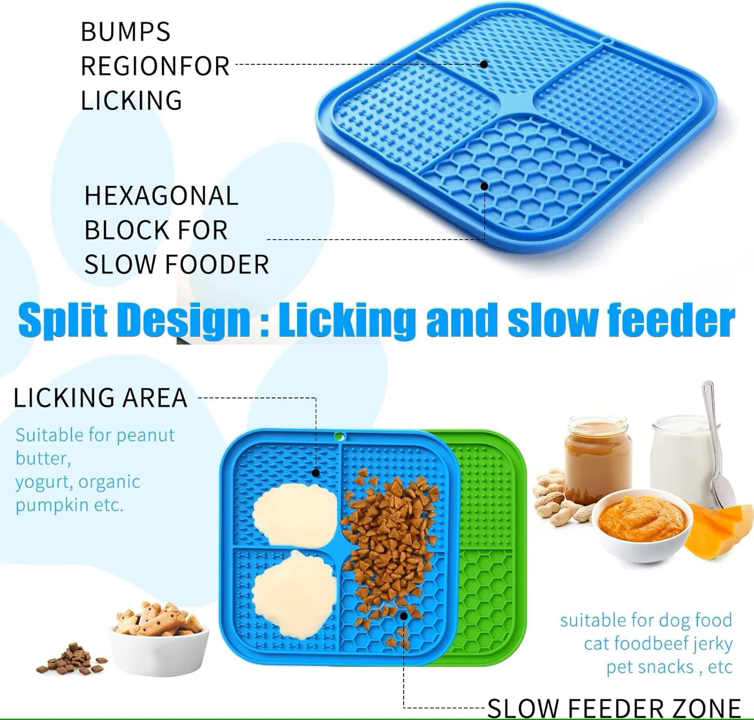 Pet Placemat Dog Lick Mats Cat Slow Feeding Mat Cats Dogs Grooming and Training Feeding Supplies Silicone Eating Slowly Food Pad 5