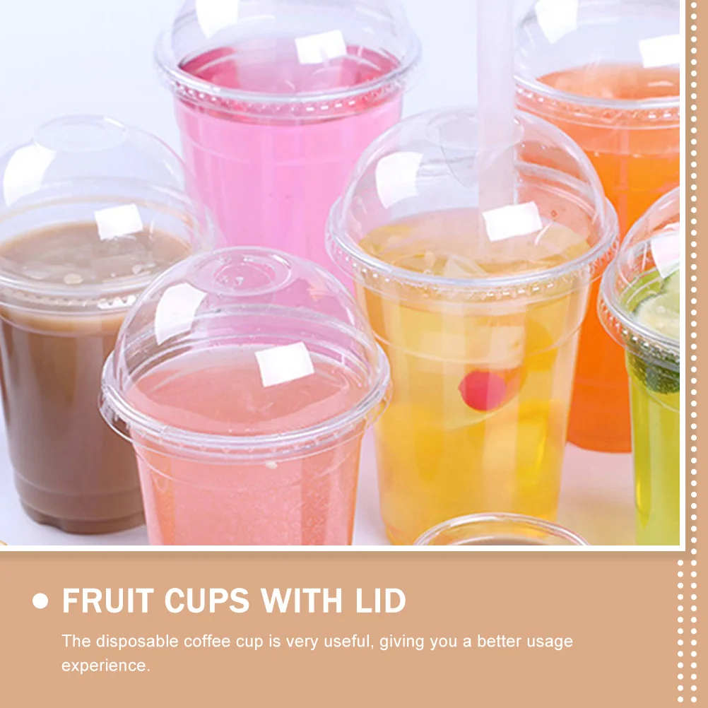 30 Pcs Disposable Beverage Cups Drink Juice Cup Travel Coffee Mugs With Lids Clear Plastic Fruit Cups Transparent Milk Tea