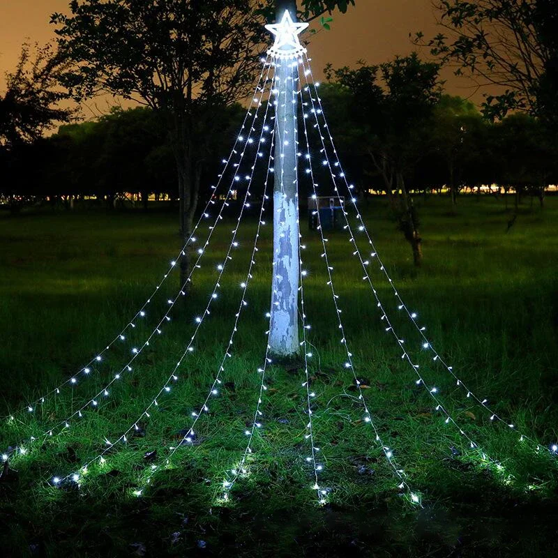 Solar-Powered LED Star String Lights for Outdoor Christmas Decoration