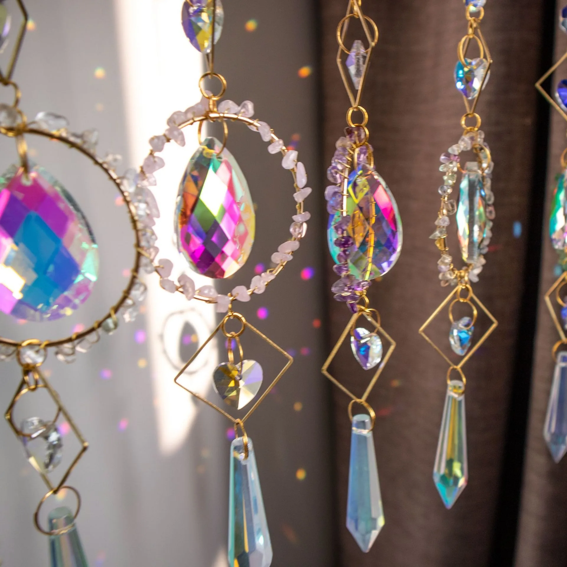 Sun Catcher Natural Gravel Circle K9 Crystal Outdoor Garden Decoration Home Hanging Decoration Xmas Ornament Gift