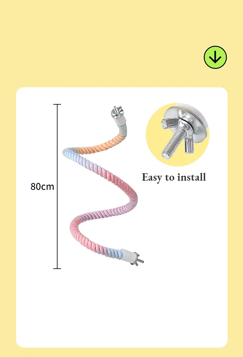 Bird Standing Climbing Toy Birds Spiral Rope Perch Parrot Parakeet Rope Swing Perch Bird Cage Stand Pole Accessories
