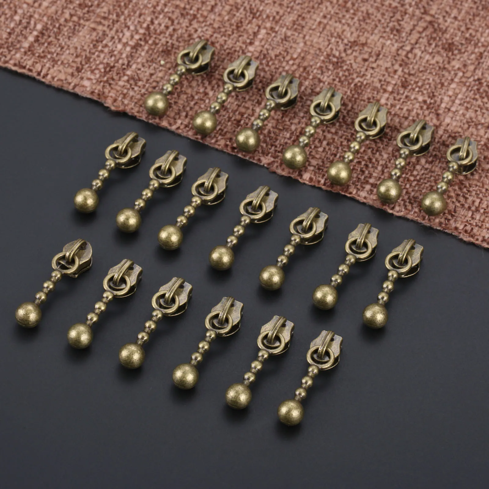 20Pcs Vintage metal Zipper Sliders Antique Bronze 21mm Zipper Repair Craft Sewing Supplies Accessories DIY Craft