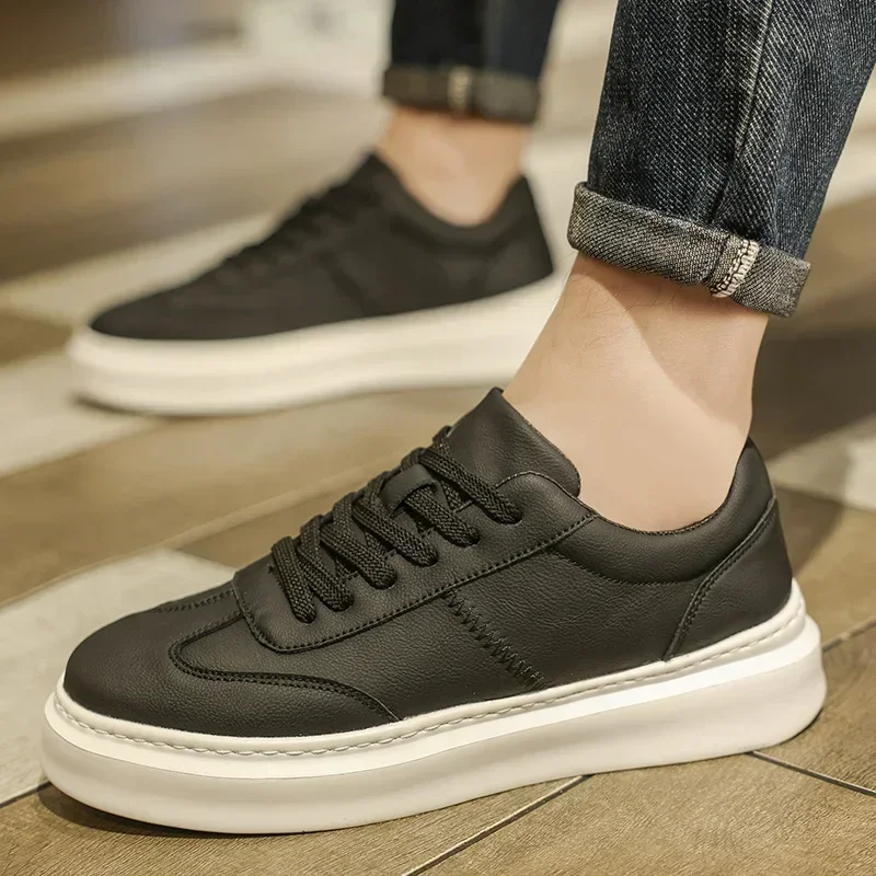 

Fashion Shoes for Male Basic PU Men's Vulcanize Shoes Casual Man Sneakers Sewing Round Toe Lace Up Platform Men's Shoes