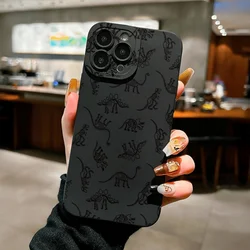 Black Dinosaur Fossil Print Phone Case - Creative and Stylish Full - Cover Anti - Drop Protective Design, Perfect Gift - iPhone 12 Mini (Black)