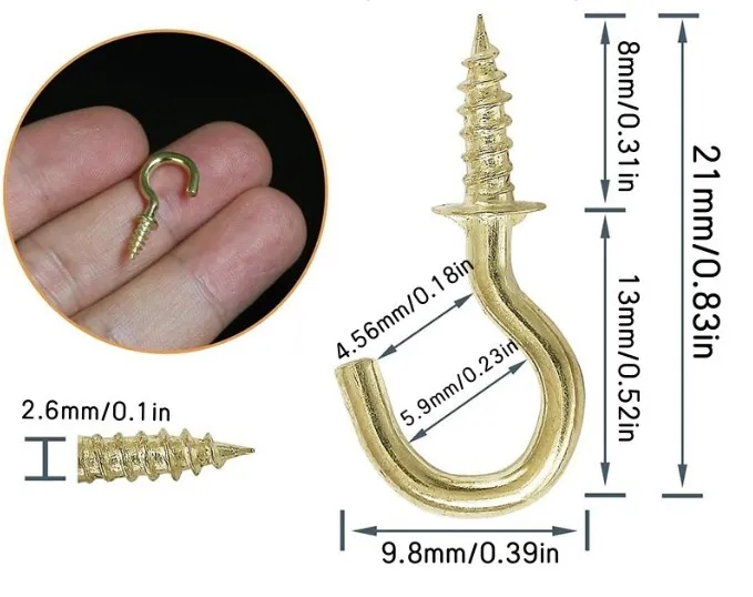 Mini Ceiling Screw-in Hooks Self-tapping Screw Hooking Multipurpose Screw Hook for Hanging Plants Mug Art Decoration Garden Tool 6