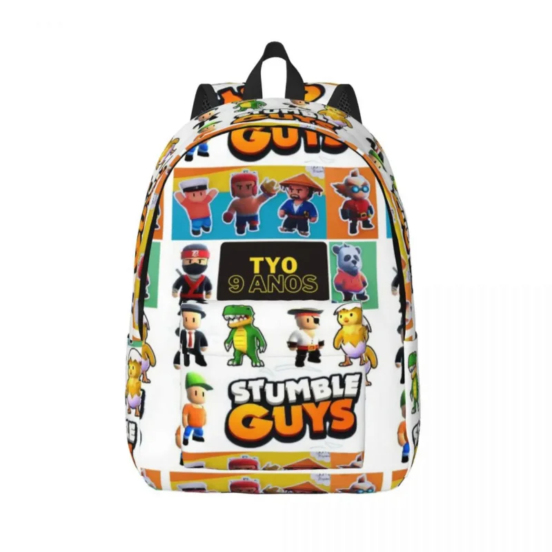 

Stumble Guys Game for Teens Student School Bookbag Cartoon Canvas Daypack Elementary High College Travel