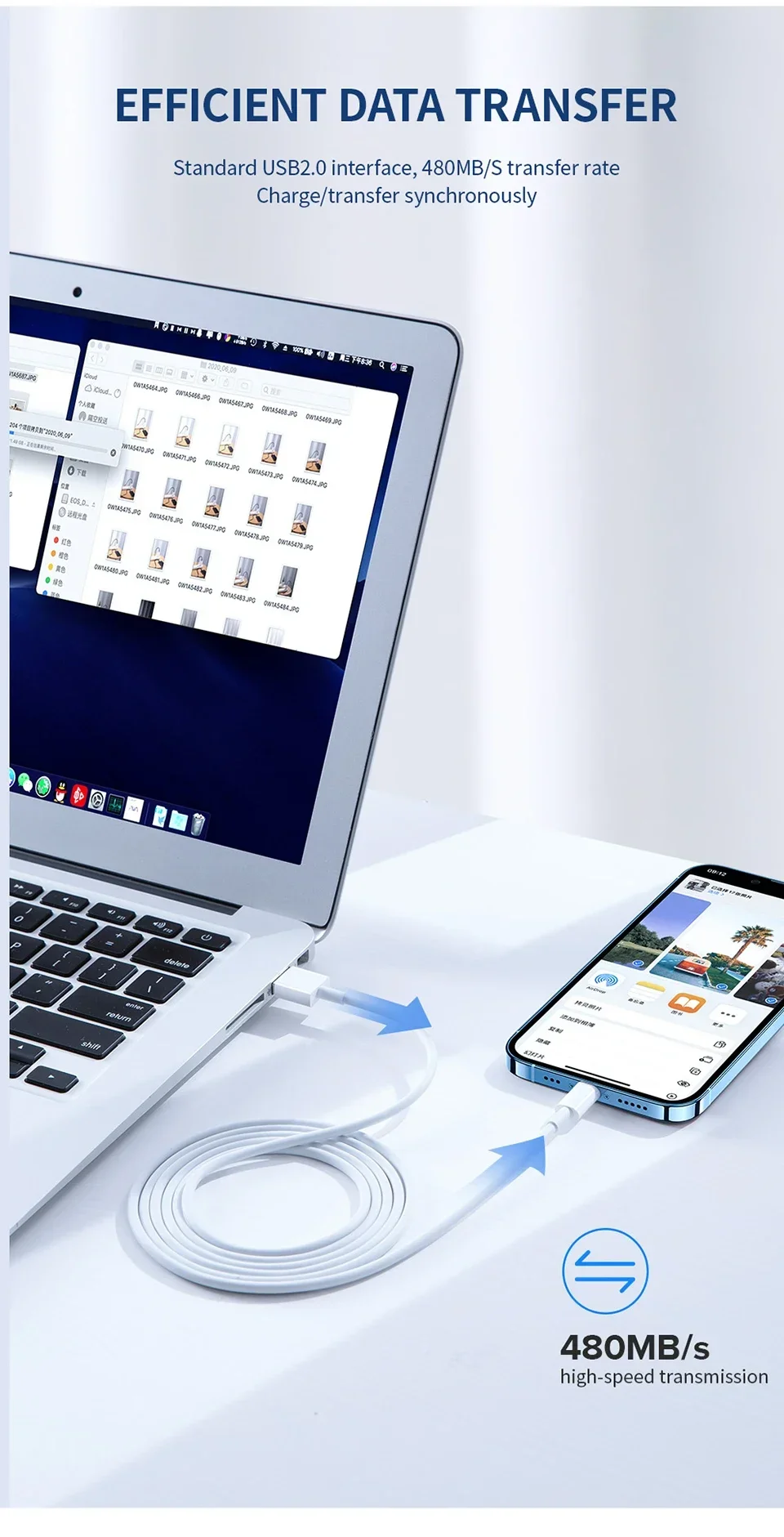 الأصلي الاتحاد الأوروبي شاحن كابل يو اس بي آيفون X XR XS 7 8 14 زائد 11 12 13 برو ماكس شحن سريع الحبل 1 متر 2 متر 3 متر USB كابل شحن البيانات