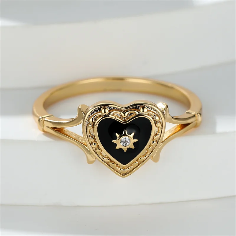 Zircon Rings Stone Rings Fashion Rings Gold Rings Wedding Rings Fashion Ring Finger Rings Metal Rings Love Heart Zircon Ring