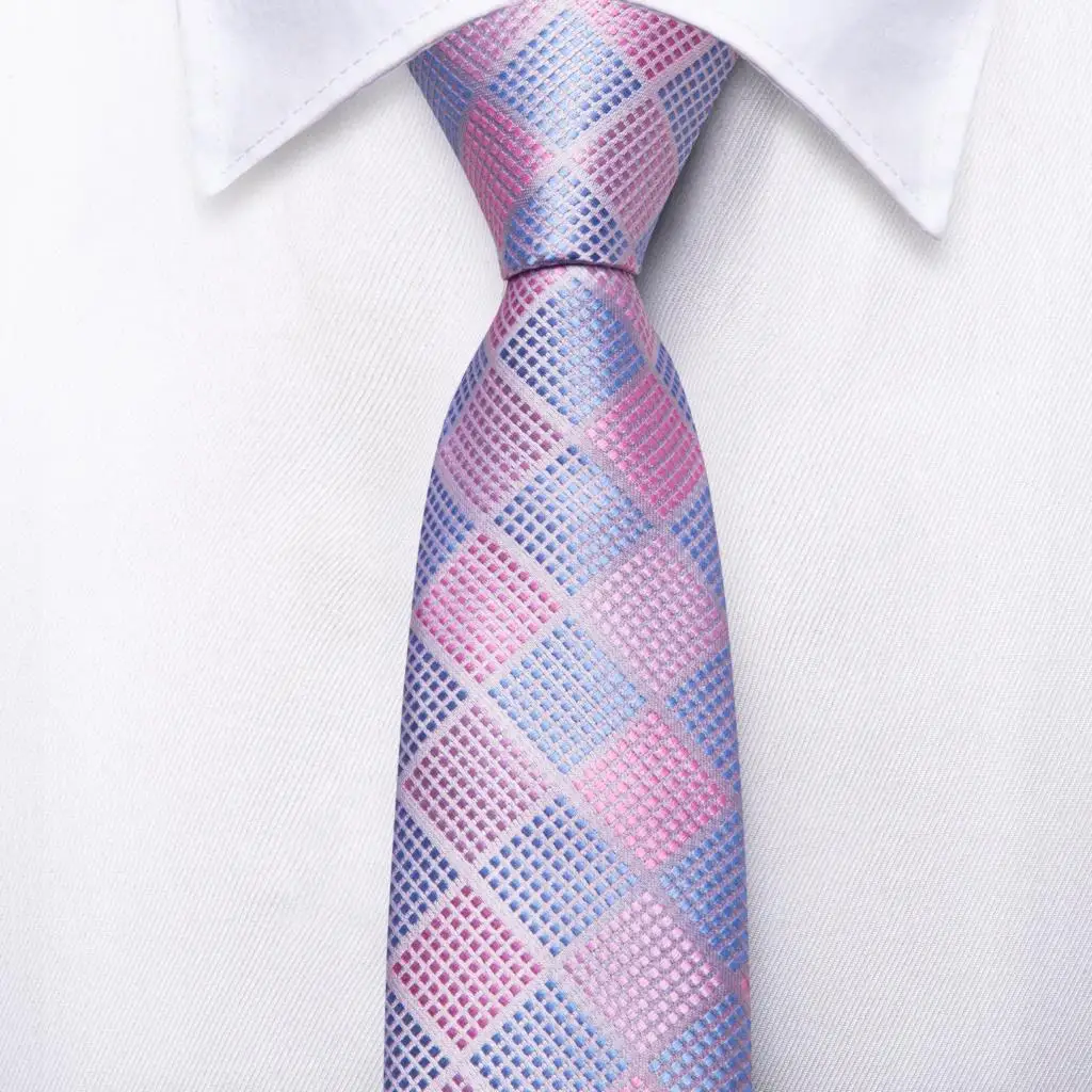 Фото Hi-Tie/резинки для девочек в клетку розового и синего цвета для мальчиков, детский Шелковый галстук, 120 см, длина 6 см, Детская школьная форма, аксессуары №2