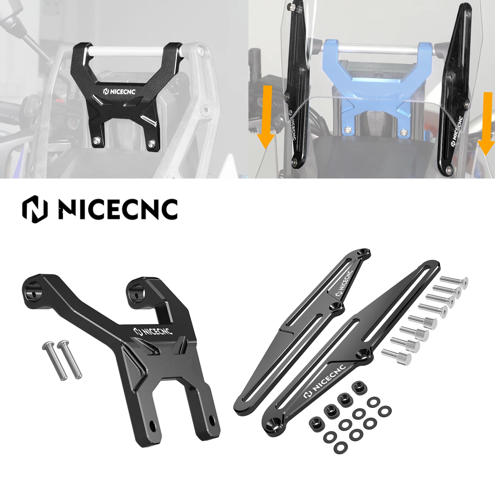 Für Yamaha Tenere 700 T700 XTZ 700 Tenere 700 2019-2023 NICECNC Windschutzscheibenversteller Halterung Windschutzscheibenhalter Armaturenbrett-Stabilisator