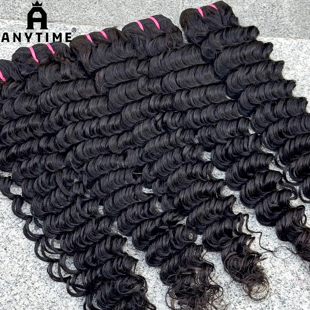 Deep Wave Bundles Natural Color 100% Human Hair Bundles Hair Weave Extension Deep Curly Bundles for Black Women 100g/Bundle