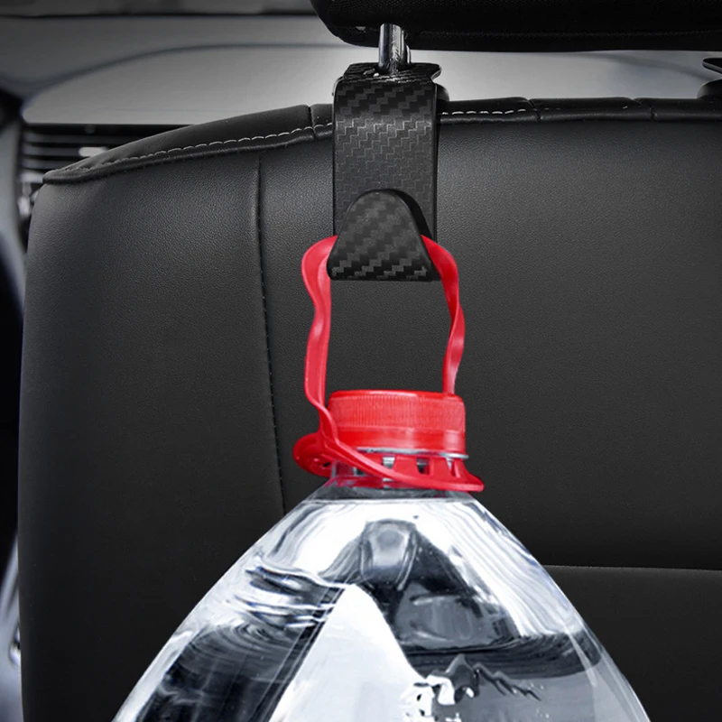 4-Piece Carbon Fiber Headrest Hook Set - Car Back Seat Organizer for Handbags & Coats, Lightweight Auto Interior Accessories
