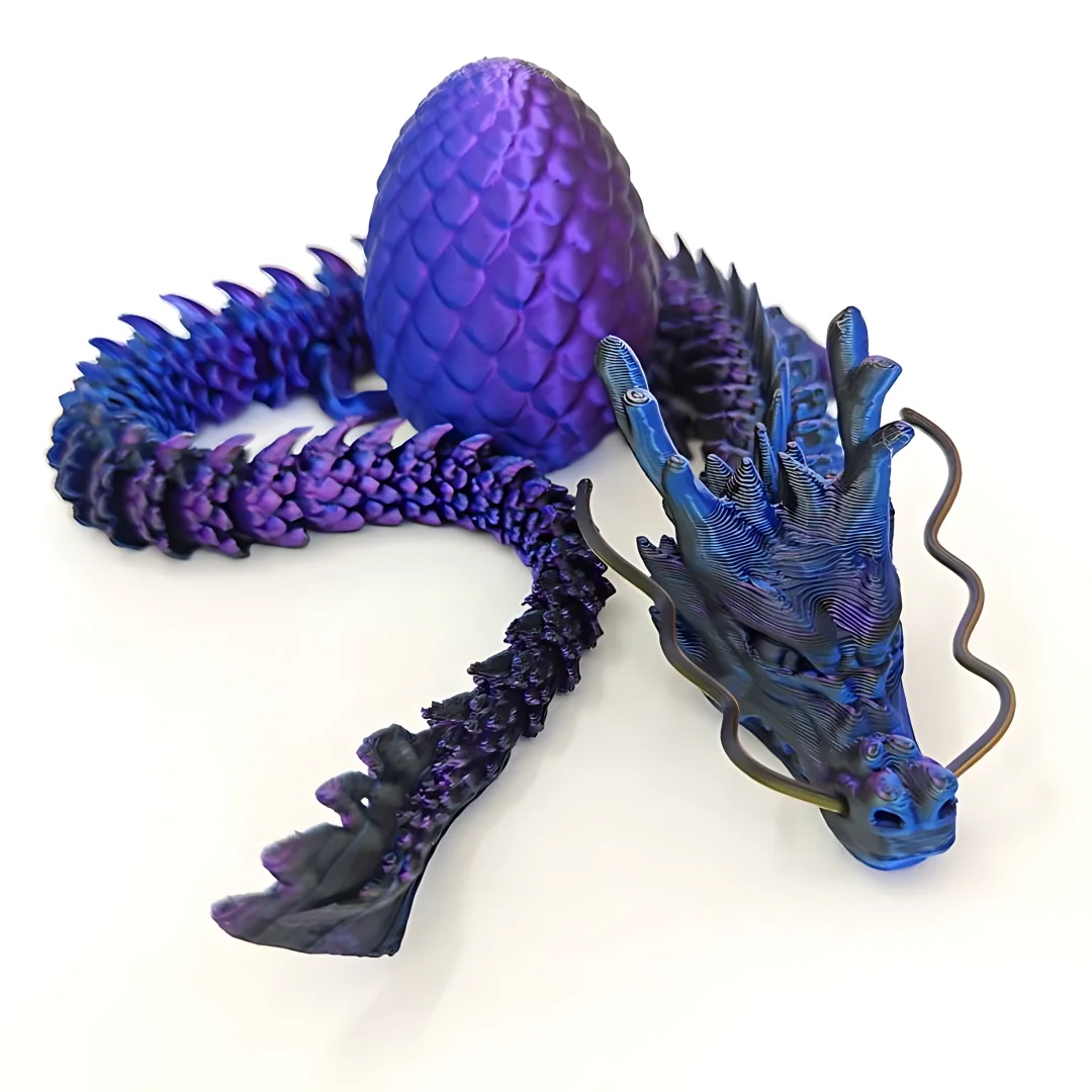 Drago Stampato In 3D Snodabile – Figura Mitologica Con Occhi Dipinti A Mano, Giocattolo Fidget E Decorazione Auto, 45 Cm