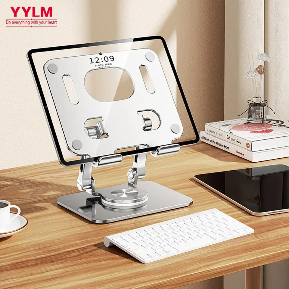 Suporte para Tablet Dobrável Ajustável Suporte de Rotação de 360 ° para Ipad Suporte para Telefone de Alumínio Compatível com Ipad Pro - Imagem 3