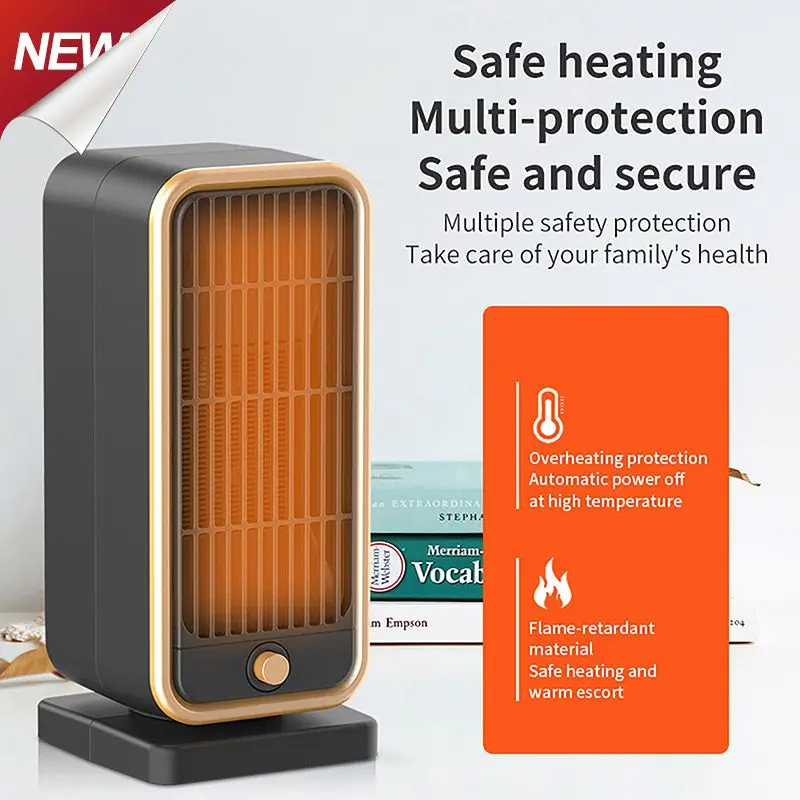 IndoorHeaterPortableLowNoiseDesktopHeatingFanOneKeyToStartFlameRetardantCeramic