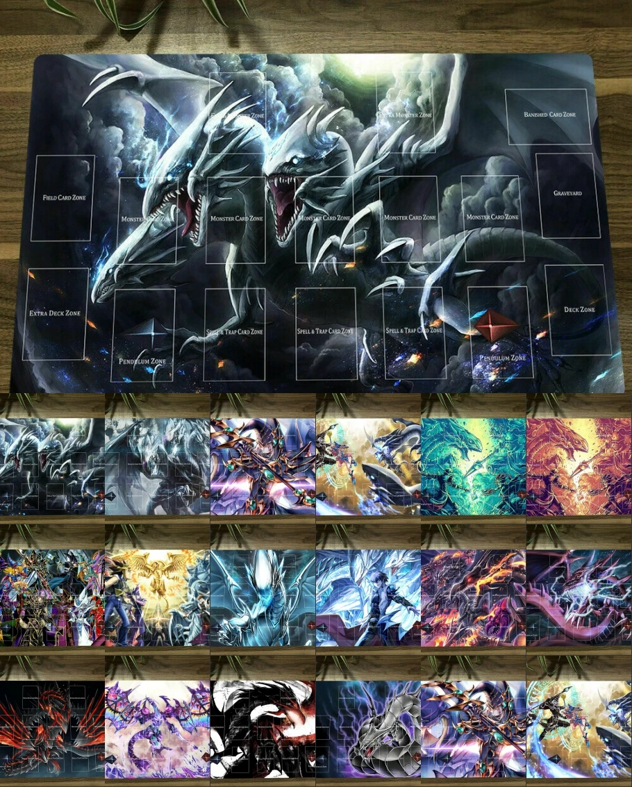 Игровой коврик YuGiOh для поединок монстров голубые глаза потрясающий дракон