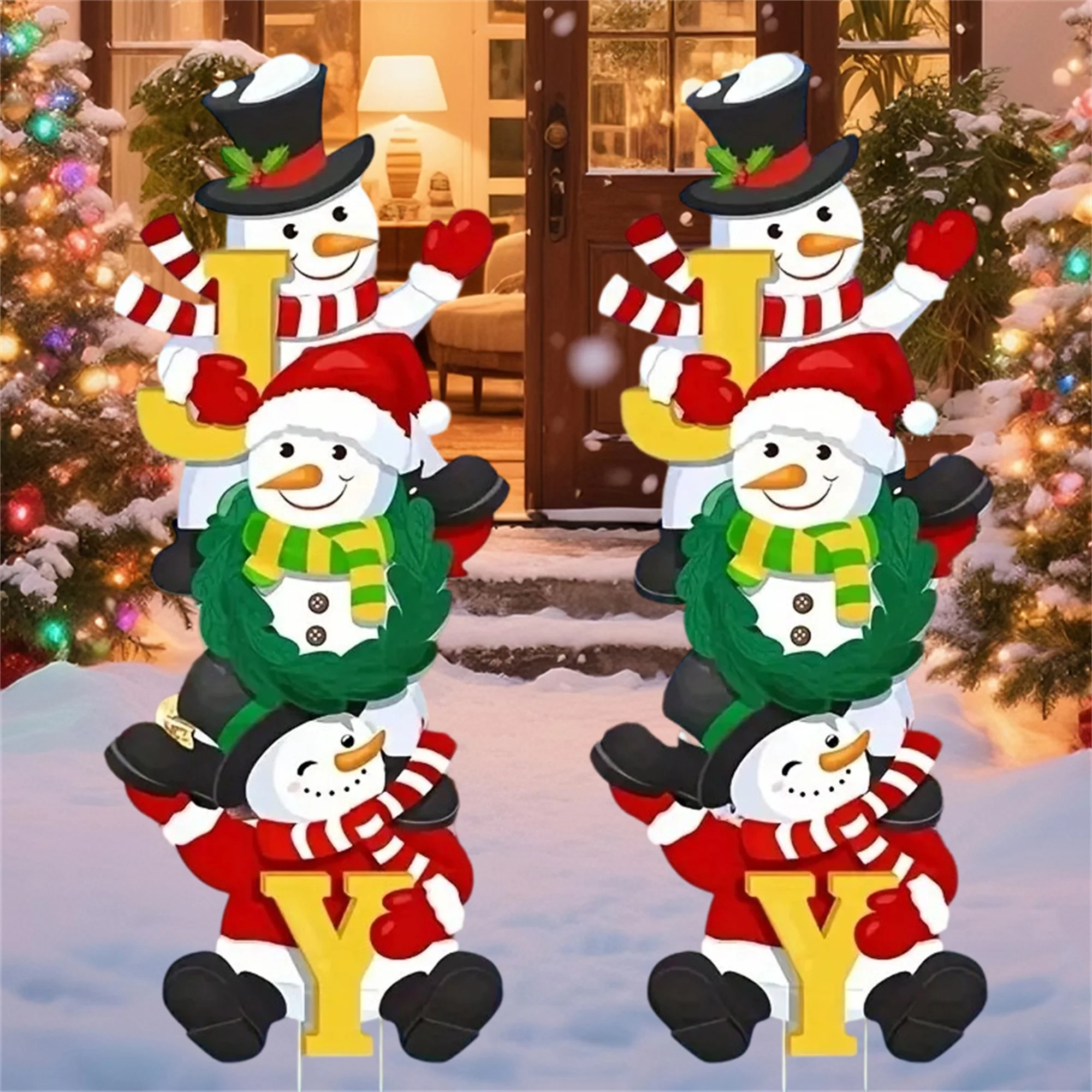 Christmas Yard Sign Santa Claus Reindeer Sleigh Garden Stake for Lawn Outdoor Pathway Decoration