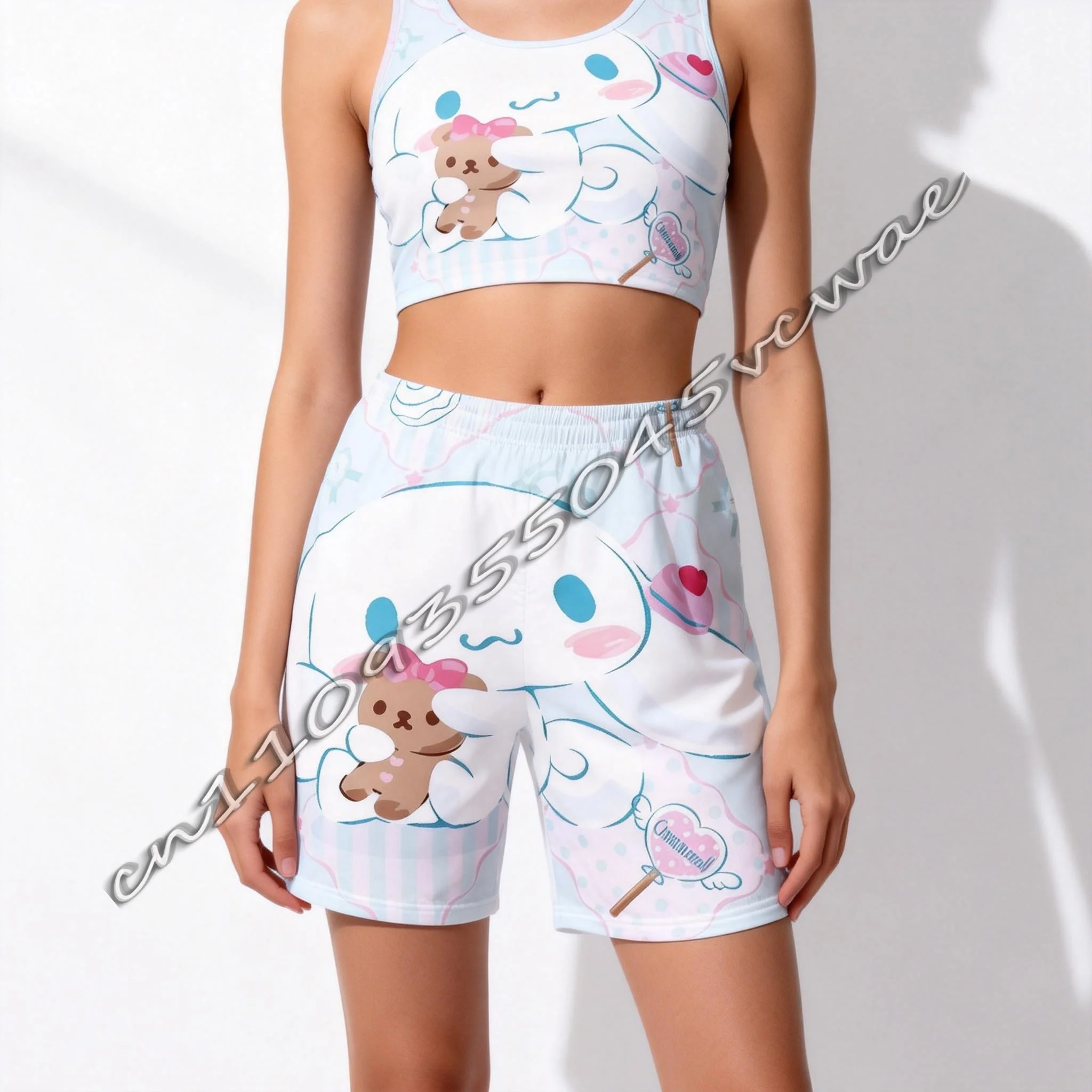 임산부 여름 산리오 큰 귀를 가진 강아지 테마 성인 및 어린이용 달콤하고 귀여운 캐주얼 스포츠 반바지 2026 신상품