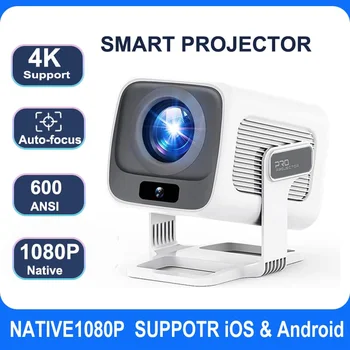 Proiettore Huaweishi 4K Android nativo portatile 1080P 600ANSI messa a fuoco automaticaVideo home Cinema Proiettore led HD per esterni