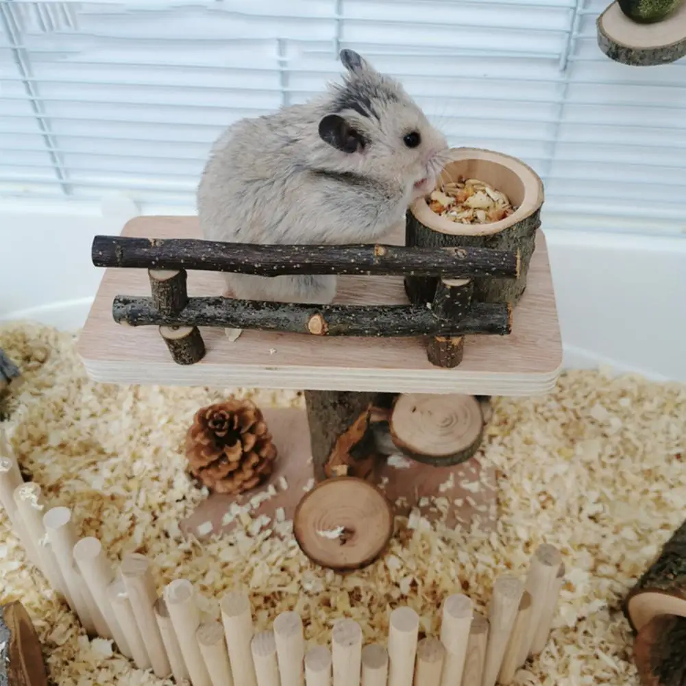 Eco-friendly Chinchilla Stand Natural Wood Cage Accessories Small Animal Toy Pet Toy Rat Climbing